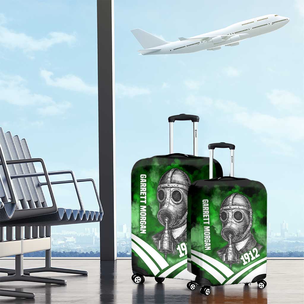 Garrett Morgan Luggage Cover with Gas Mask Invention Illustration, Inventing to Save Lives Quote - African Pride