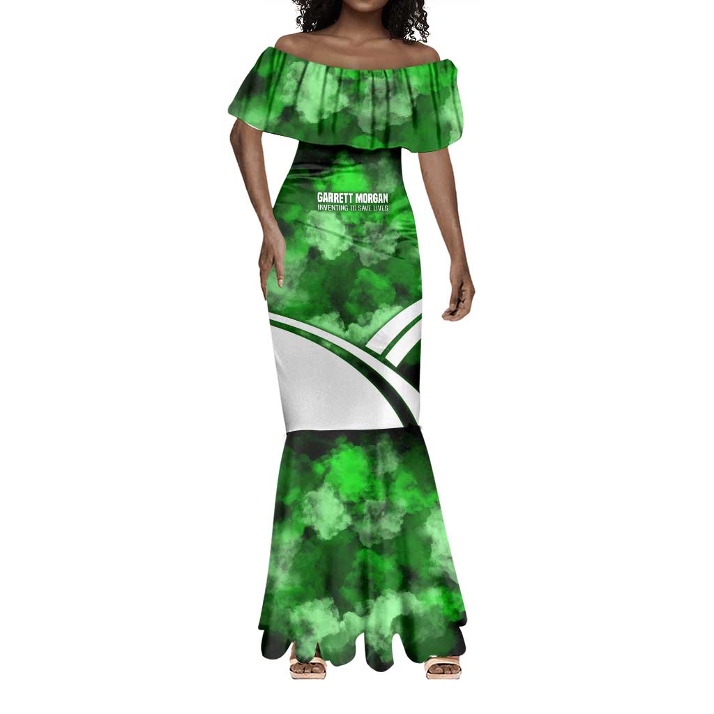 Garrett Morgan Mermaid Dress with Gas Mask Invention Illustration, Inventing to Save Lives Quote - African Pride