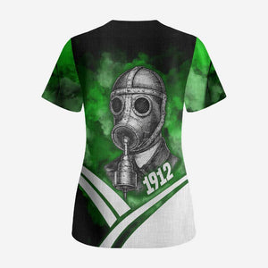 Garrett Morgan Scrub Top with Gas Mask Invention Illustration, Inventing to Save Lives Quote - African Pride