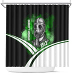 Garrett Morgan Shower Curtain with Gas Mask Invention Illustration, Inventing to Save Lives Quote - African Pride