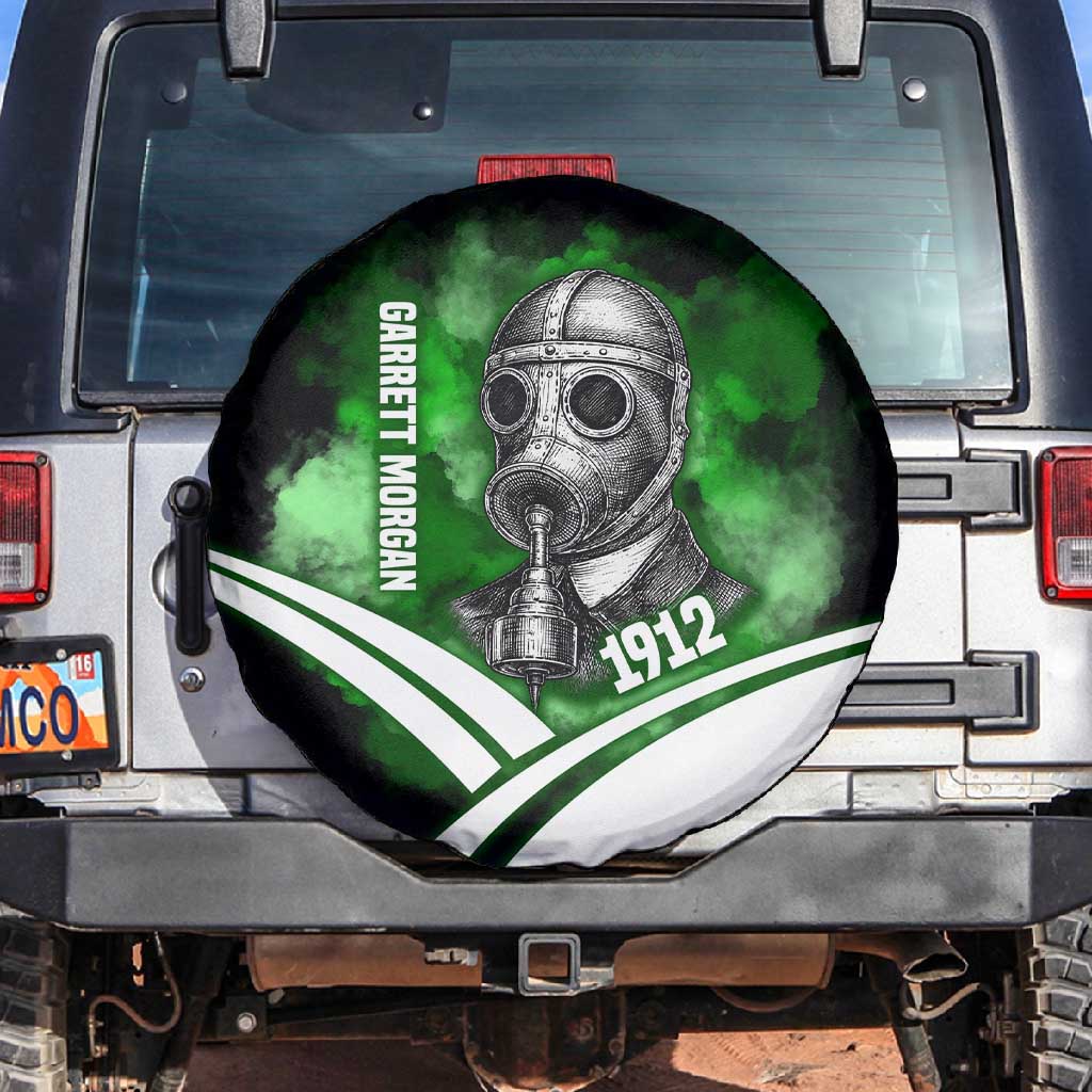 Garrett Morgan Spare Tire Cover with Gas Mask Invention Illustration, Inventing to Save Lives Quote - African Pride