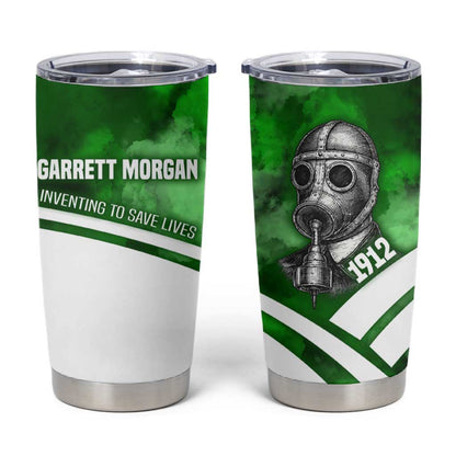 Garrett Morgan Tumbler Cup with Gas Mask Invention Illustration, Inventing to Save Lives Quote - African Pride