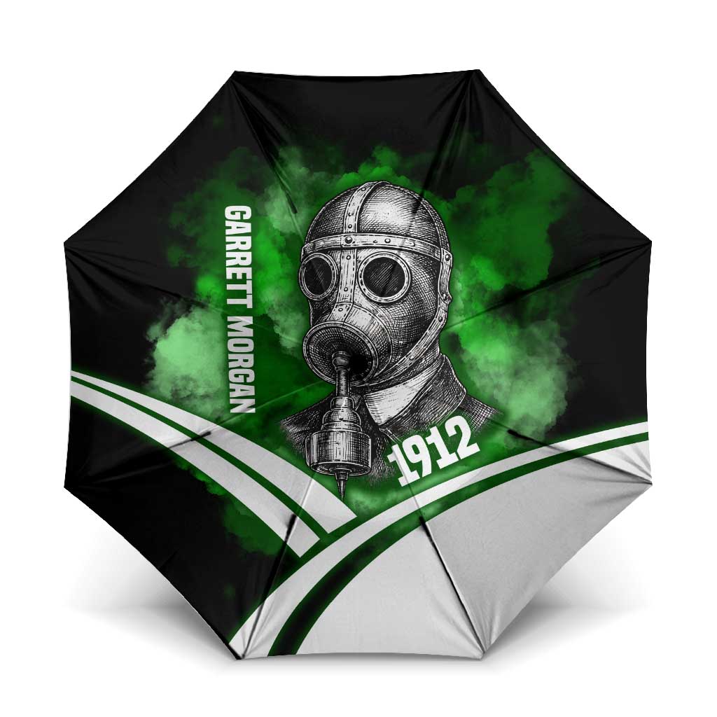 Garrett Morgan Umbrella with Gas Mask Invention Illustration, Inventing to Save Lives Quote - African Pride
