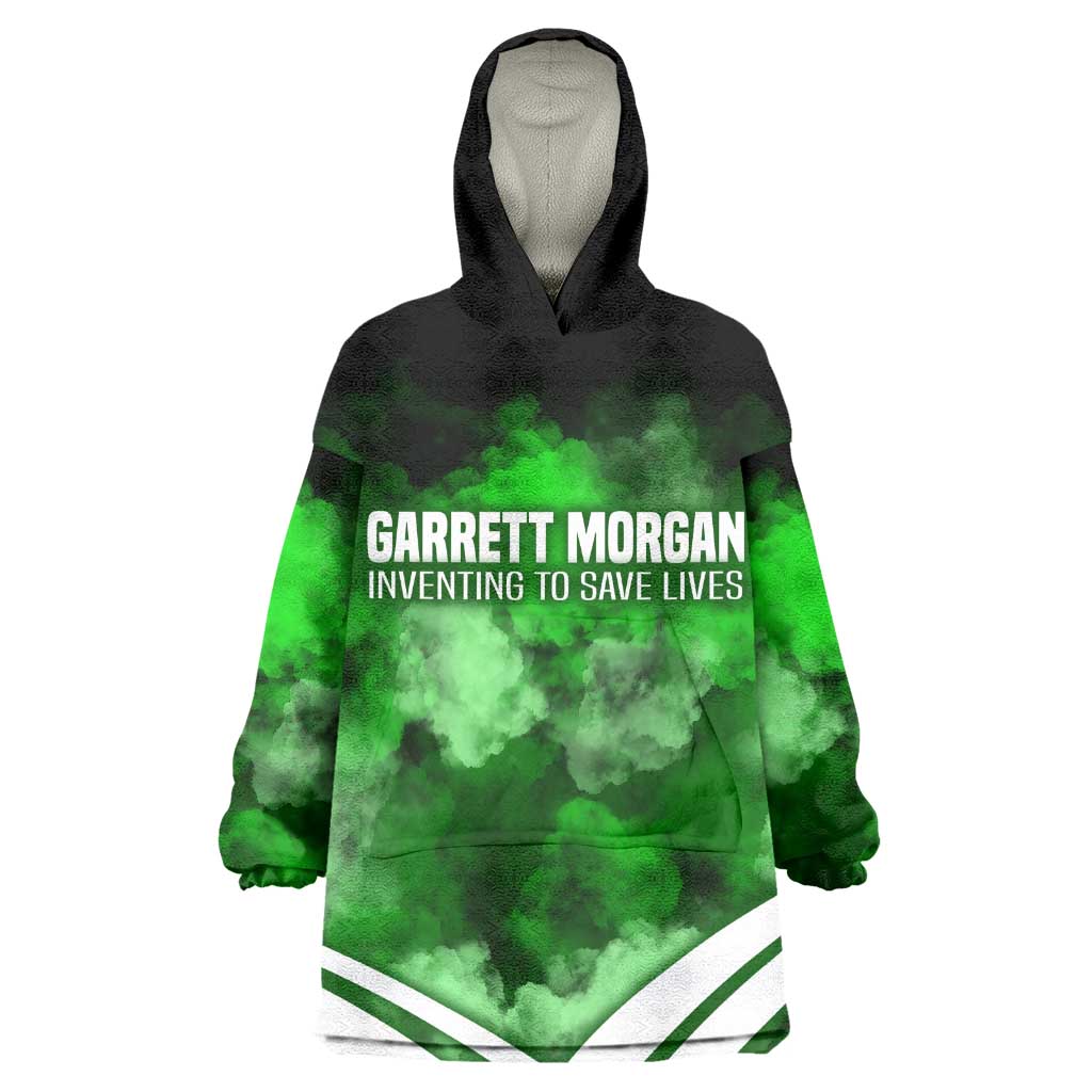 Garrett Morgan Wearable Blanket Hoodie with Gas Mask Invention Illustration, Inventing to Save Lives Quote - African Pride