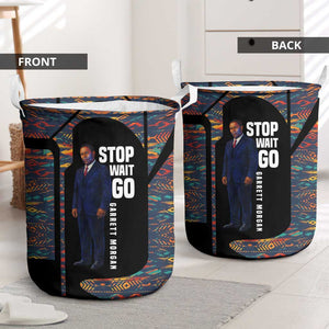 Garrett Morgan Laundry Basket with Full Body Portrait, Stop Wait Go Quote, Traffic Light Design - African Pride