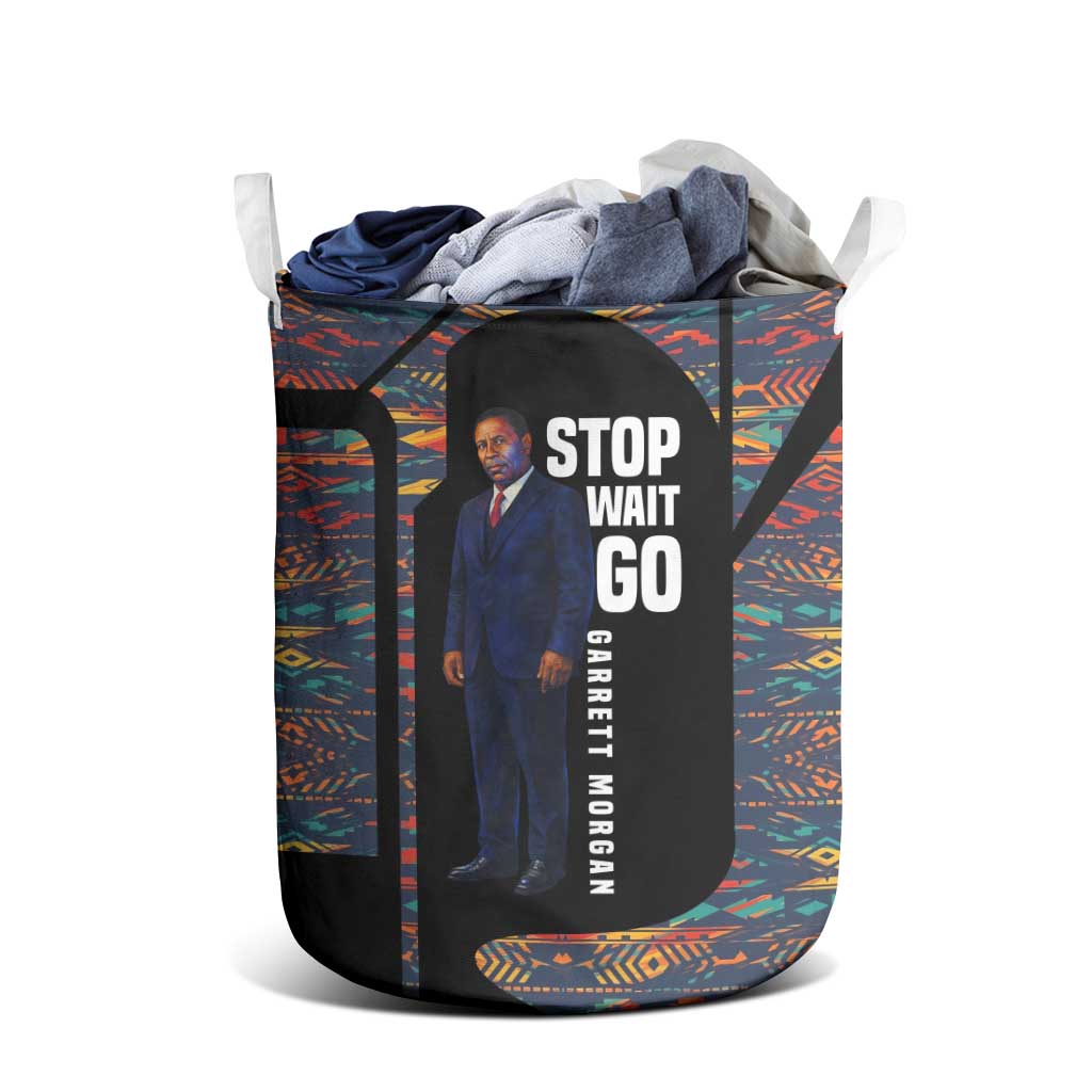 Garrett Morgan Laundry Basket with Full Body Portrait, Stop Wait Go Quote, Traffic Light Design - African Pride