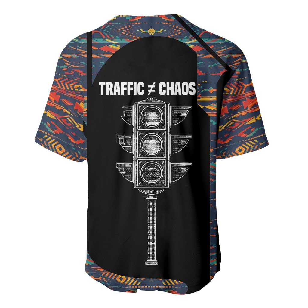 Garrett Morgan Baseball Jersey with Full Body Portrait, Stop Wait Go Quote, Traffic Light Design - African Pride