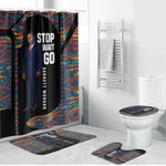 Garrett Morgan Bathroom Set with Full Body Portrait, Stop Wait Go Quote, Traffic Light Design - African Pride
