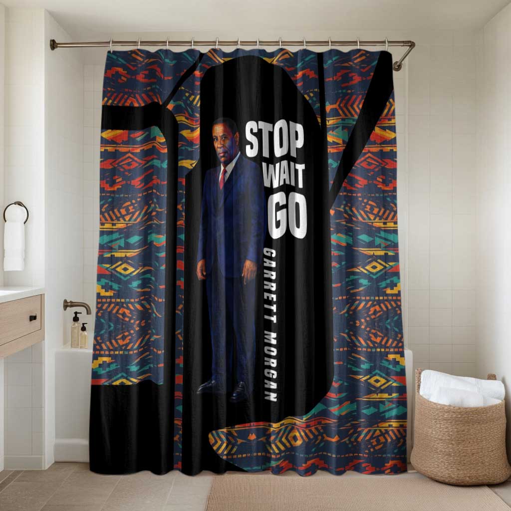 Garrett Morgan Bathroom Set with Full Body Portrait, Stop Wait Go Quote, Traffic Light Design - African Pride
