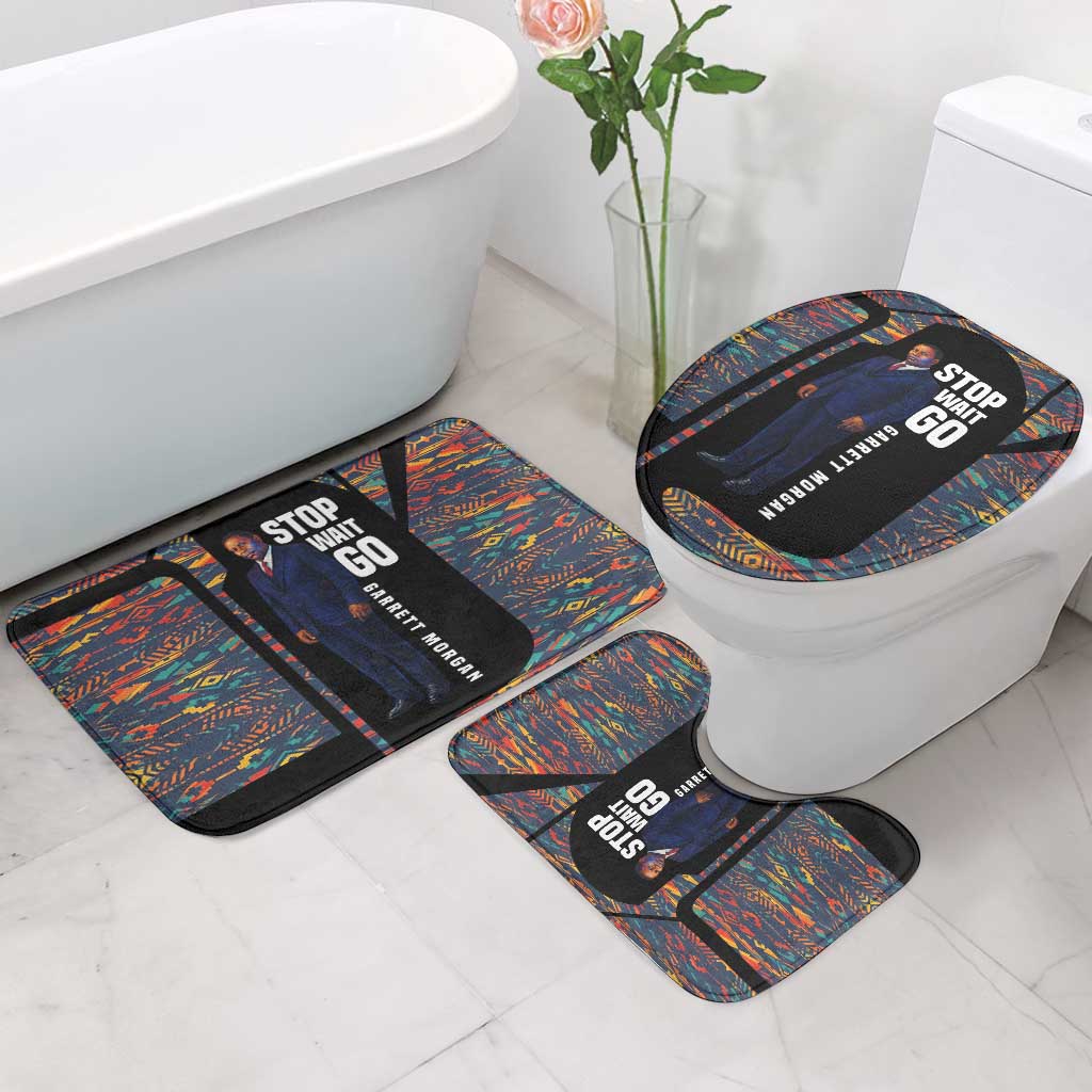 Garrett Morgan Bathroom Set with Full Body Portrait, Stop Wait Go Quote, Traffic Light Design - African Pride