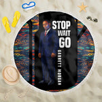 Garrett Morgan Beach Blanket with Full Body Portrait, Stop Wait Go Quote, Traffic Light Design - African Pride