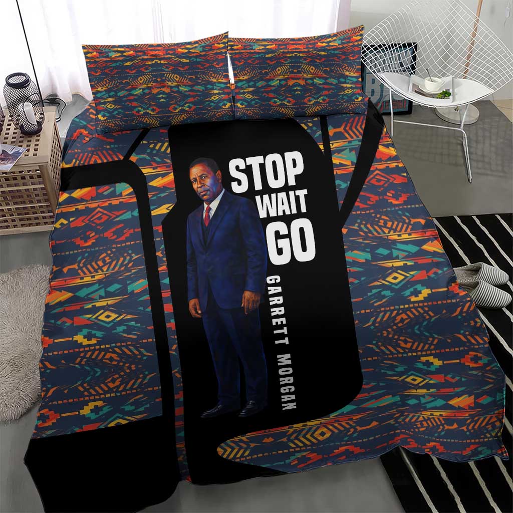 Garrett Morgan Bedding Set with Full Body Portrait, Stop Wait Go Quote, Traffic Light Design - African Pride