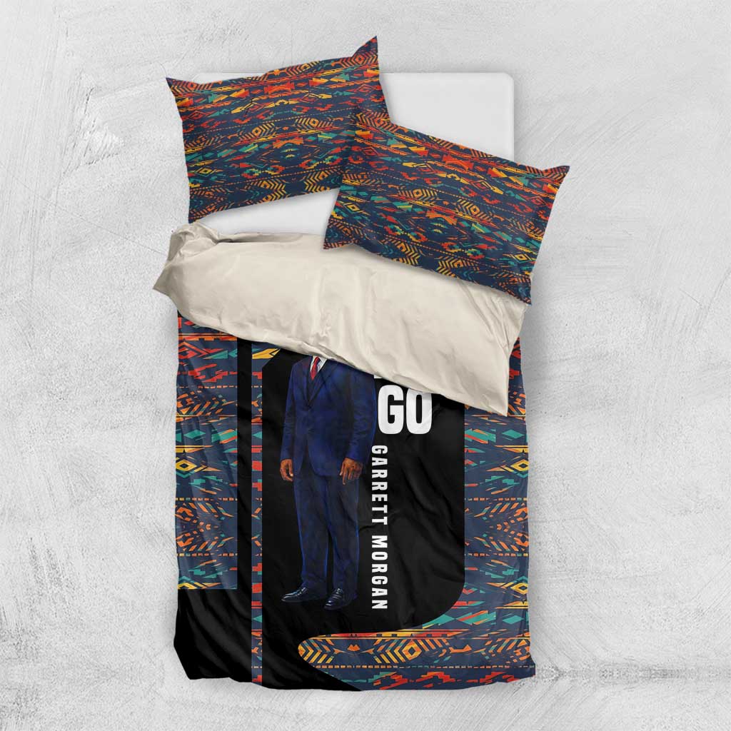 Garrett Morgan Bedding Set with Full Body Portrait, Stop Wait Go Quote, Traffic Light Design - African Pride