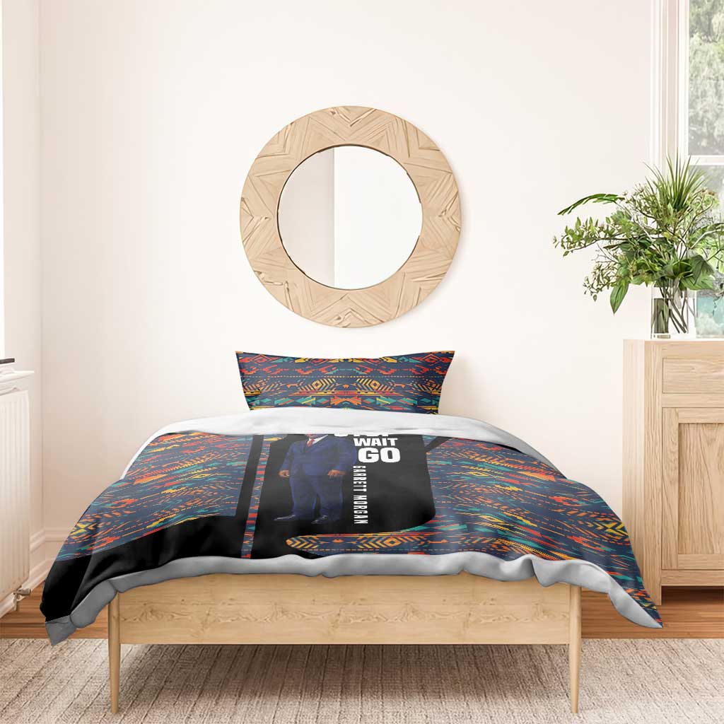 Garrett Morgan Bedding Set with Full Body Portrait, Stop Wait Go Quote, Traffic Light Design - African Pride