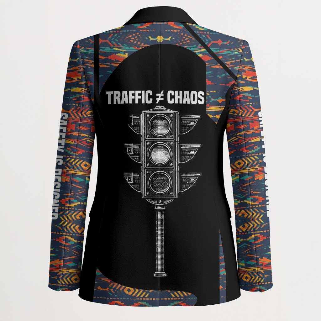 Garrett Morgan Blazer with Full Body Portrait, Stop Wait Go Quote, Traffic Light Design - African Pride