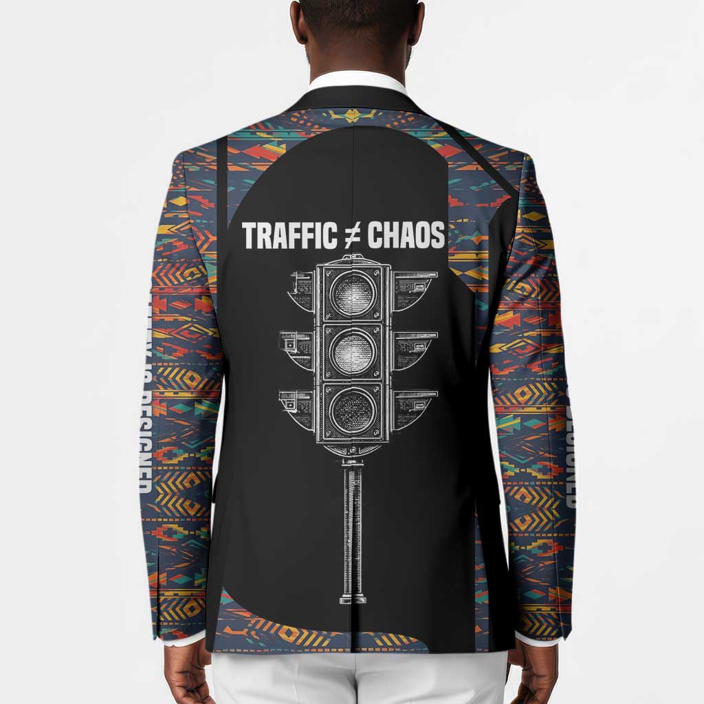 Garrett Morgan Blazer with Full Body Portrait, Stop Wait Go Quote, Traffic Light Design - African Pride