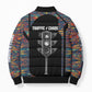Garrett Morgan Bomber Puffer Jacket with Full Body Portrait, Stop Wait Go Quote, Traffic Light Design - African Pride