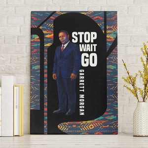 Garrett Morgan Canvas Wall Art with Full Body Portrait, Stop Wait Go Quote, Traffic Light Design - African Pride