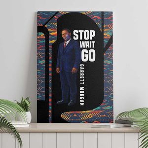 Garrett Morgan Canvas Wall Art with Full Body Portrait, Stop Wait Go Quote, Traffic Light Design - African Pride