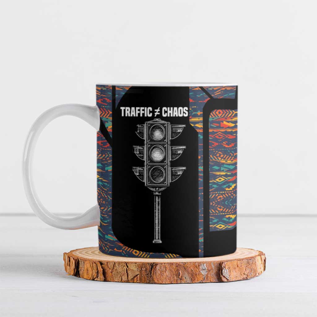 Garrett Morgan Ceramic Mug with Full Body Portrait, Stop Wait Go Quote, Traffic Light Design - African Pride