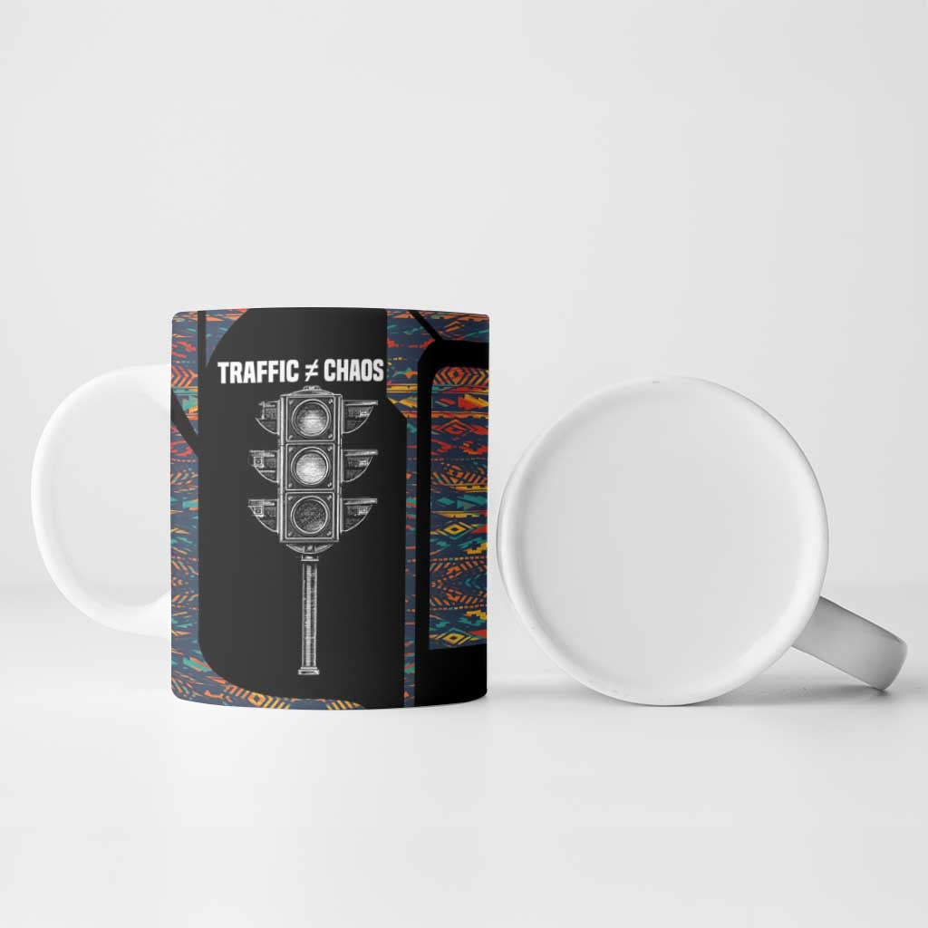 Garrett Morgan Ceramic Mug with Full Body Portrait, Stop Wait Go Quote, Traffic Light Design - African Pride
