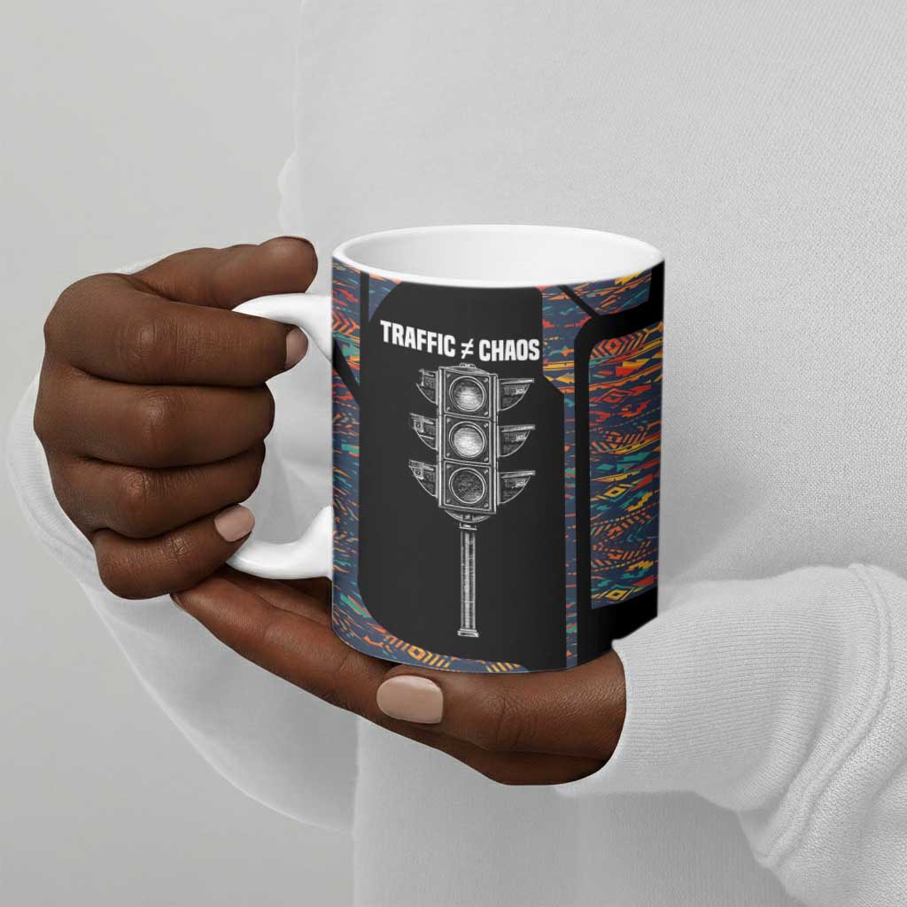 Garrett Morgan Ceramic Mug with Full Body Portrait, Stop Wait Go Quote, Traffic Light Design - African Pride