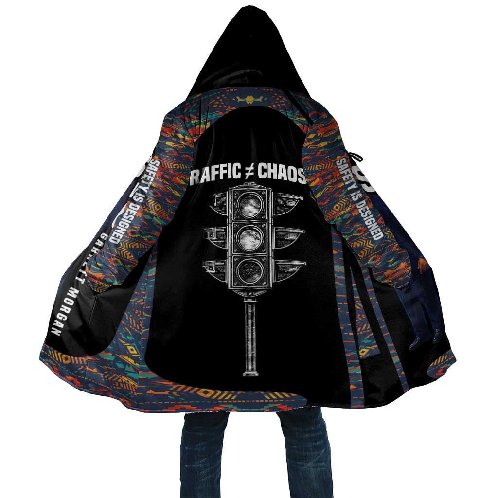 Garrett Morgan Cloak with Full Body Portrait, Stop Wait Go Quote, Traffic Light Design - African Pride