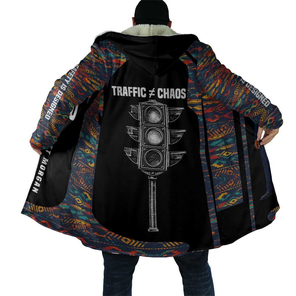 Garrett Morgan Cloak with Full Body Portrait, Stop Wait Go Quote, Traffic Light Design - African Pride