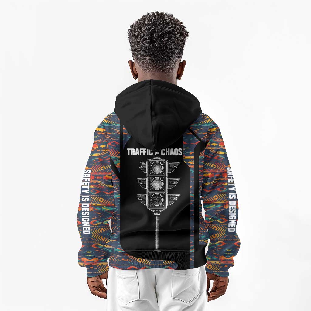 Garrett Morgan Kid Hoodie with Full Body Portrait, Stop Wait Go Quote, Traffic Light Design - African Pride