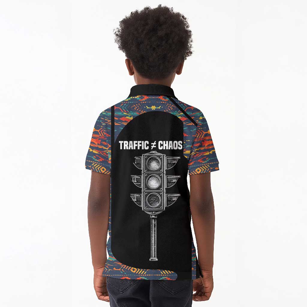 Garrett Morgan Kid Polo Shirt with Full Body Portrait, Stop Wait Go Quote, Traffic Light Design - African Pride