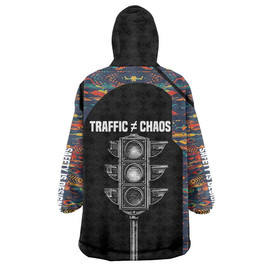 Garrett Morgan Kid Wearable Blanket Hoodie with Full Body Portrait, Stop Wait Go Quote, Traffic Light Design - African Pride