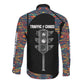 Garrett Morgan Long Sleeve Button Shirt with Full Body Portrait, Stop Wait Go Quote, Traffic Light Design - African Pride