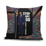 Garrett Morgan Pillow Cover with Full Body Portrait, Stop Wait Go Quote, Traffic Light Design - African Pride