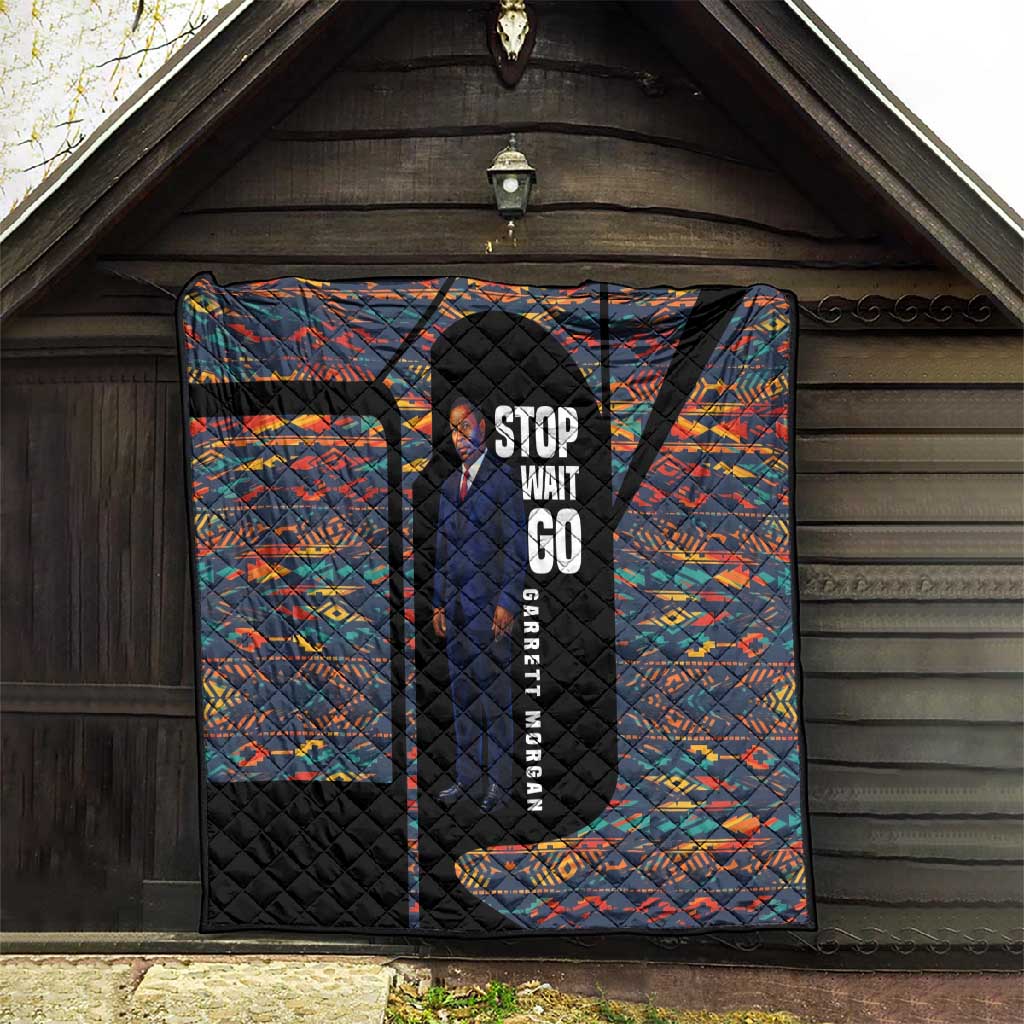 Garrett Morgan Quilt with Full Body Portrait, Stop Wait Go Quote, Traffic Light Design - African Pride