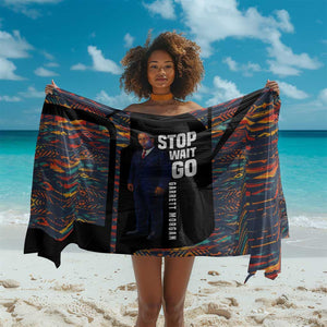 Garrett Morgan Sarong with Full Body Portrait, Stop Wait Go Quote, Traffic Light Design - African Pride
