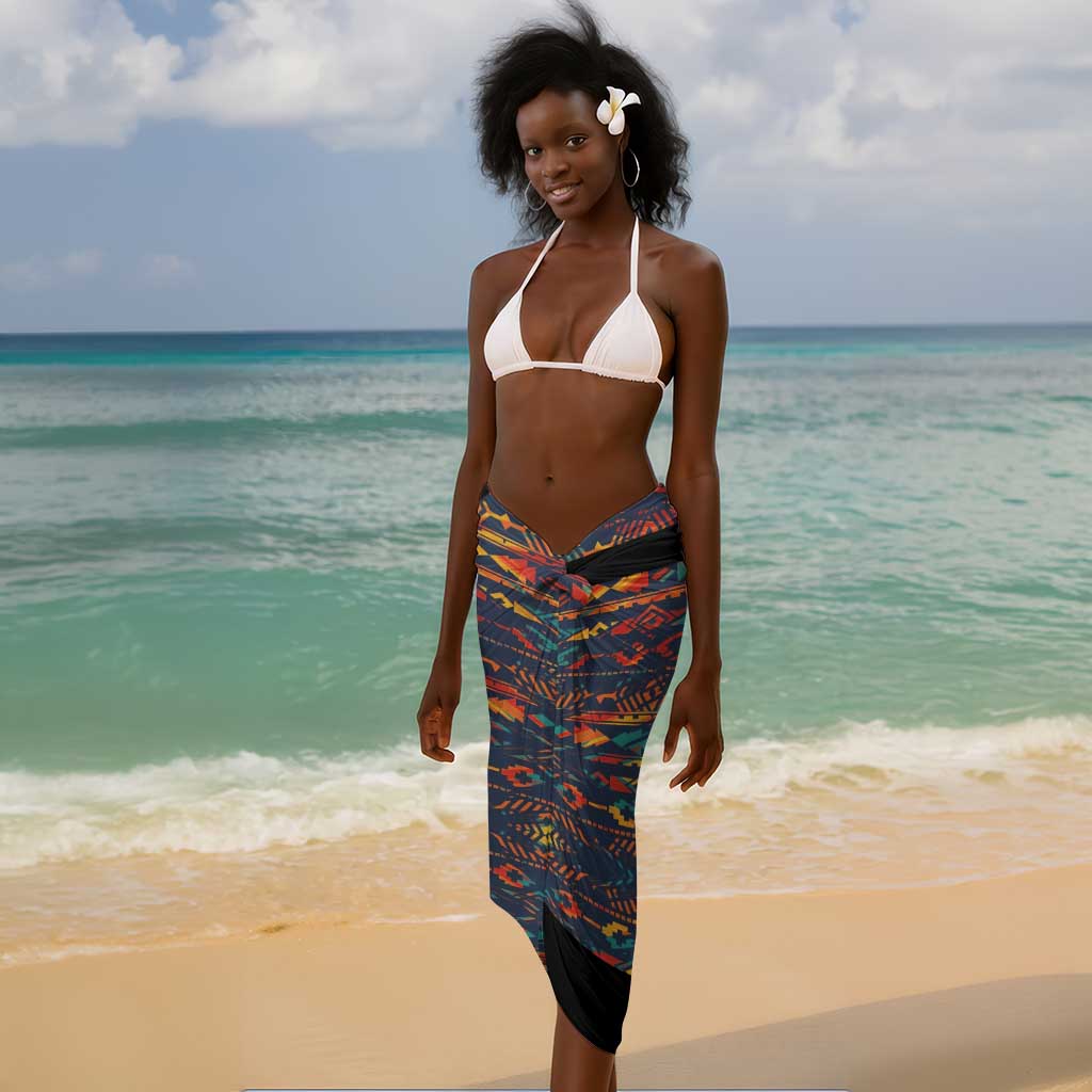 Garrett Morgan Sarong with Full Body Portrait, Stop Wait Go Quote, Traffic Light Design - African Pride