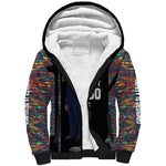 Garrett Morgan Sherpa Hoodie with Full Body Portrait, Stop Wait Go Quote, Traffic Light Design - African Pride