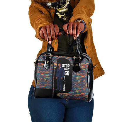 Garrett Morgan Shoulder Handbag with Full Body Portrait, Stop Wait Go Quote, Traffic Light Design - African Pride