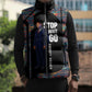Garrett Morgan Sleeveless Puffer Jacket with Full Body Portrait, Stop Wait Go Quote, Traffic Light Design - African Pride