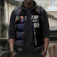 Garrett Morgan Sleeveless Puffer Jacket with Full Body Portrait, Stop Wait Go Quote, Traffic Light Design - African Pride