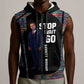 Garrett Morgan Sleeveless Zip Hoodie with Full Body Portrait, Stop Wait Go Quote, Traffic Light Design - African Pride