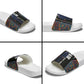 Garrett Morgan Slide Sandals with Full Body Portrait, Stop Wait Go Quote, Traffic Light Design - African Pride