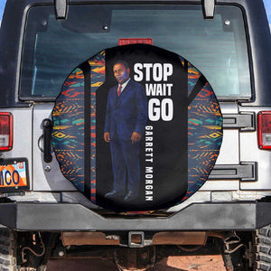 Garrett Morgan Spare Tire Cover with Full Body Portrait, Stop Wait Go Quote, Traffic Light Design - African Pride