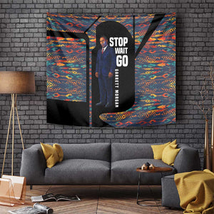 Garrett Morgan Tapestry with Full Body Portrait, Stop Wait Go Quote, Traffic Light Design - African Pride