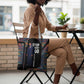 Garrett Morgan Tote Bag with Full Body Portrait, Stop Wait Go Quote, Traffic Light Design - African Pride