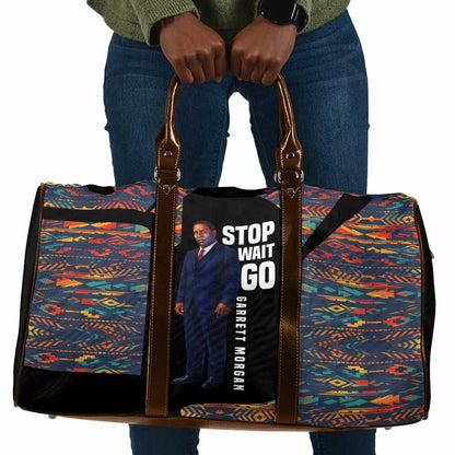 Garrett Morgan Travel Bag with Full Body Portrait, Stop Wait Go Quote, Traffic Light Design - African Pride