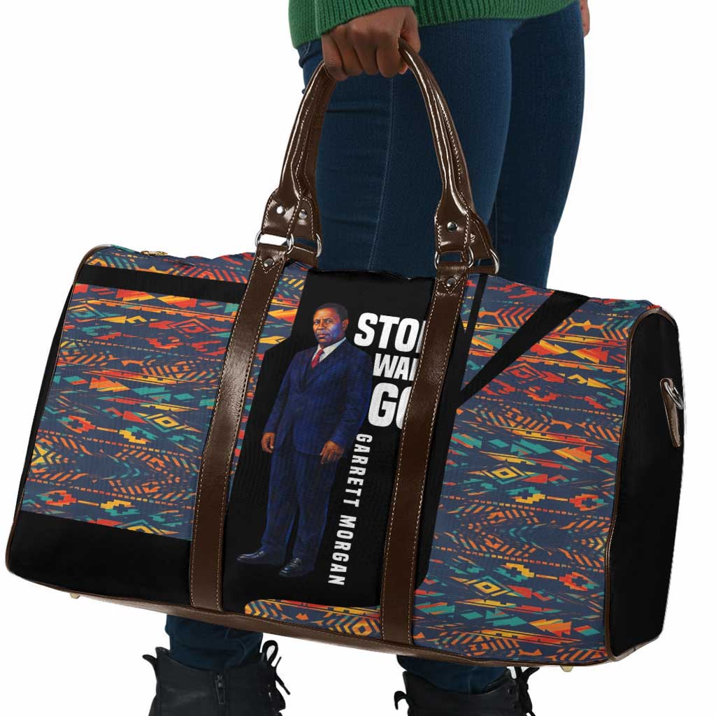 Garrett Morgan Travel Bag with Full Body Portrait, Stop Wait Go Quote, Traffic Light Design - African Pride
