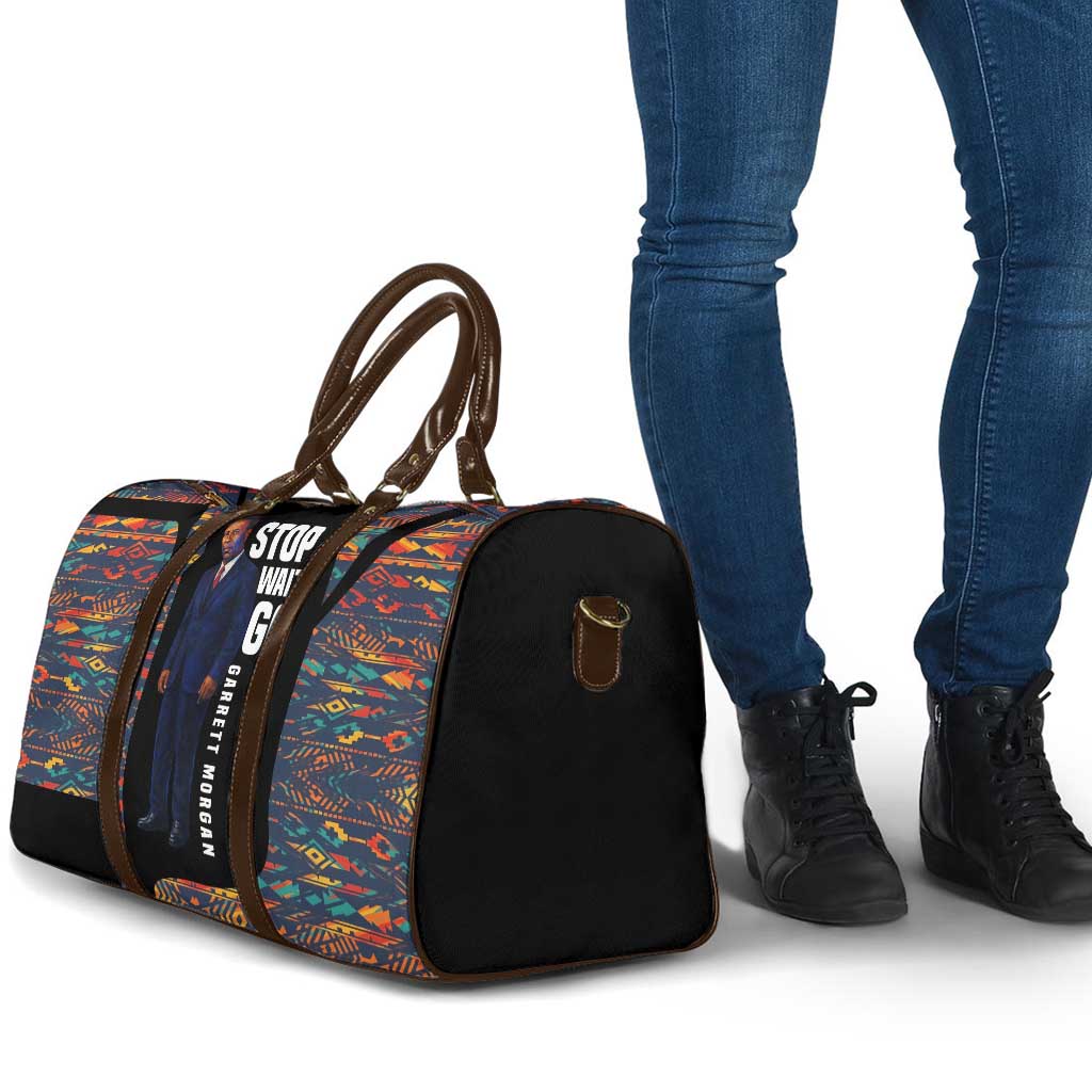 Garrett Morgan Travel Bag with Full Body Portrait, Stop Wait Go Quote, Traffic Light Design - African Pride