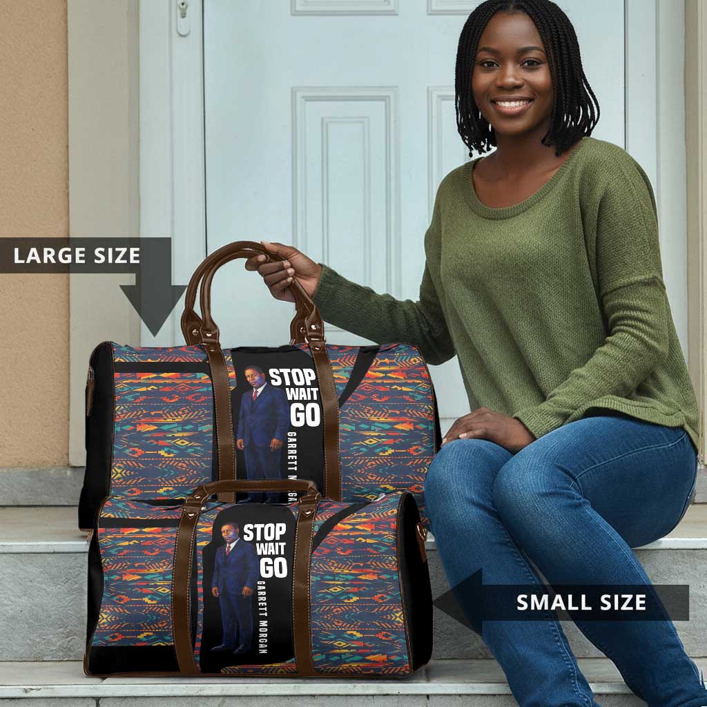 Garrett Morgan Travel Bag with Full Body Portrait, Stop Wait Go Quote, Traffic Light Design - African Pride