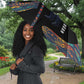 Garrett Morgan Umbrella with Full Body Portrait, Stop Wait Go Quote, Traffic Light Design - African Pride
